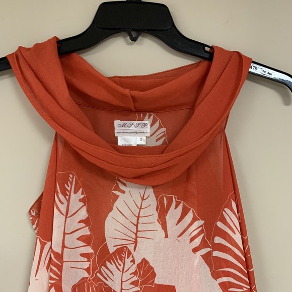 Max Studio Tropical Boho Orange Palm Tank Top Blouse Womens Sm Cami Spring Shirt - Picture 2 of 6